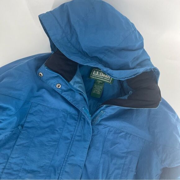LL Bean Jacket Women Small Blue Parka Winter Attach Hood Outdoor Thinsulate Coat - Picture 2 of 9